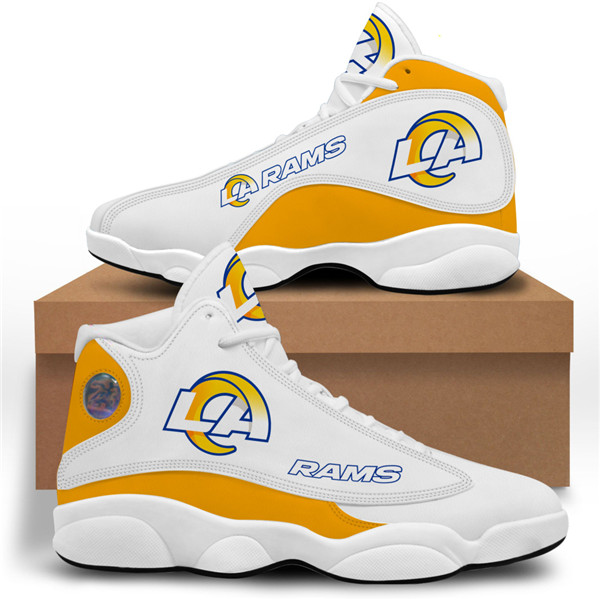 Men's Los Angeles Rams AJ13 Series High Top Leather Sneakers 001 - Click Image to Close